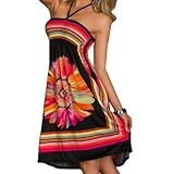 ACVIP Women's Flower Printed Halter Short Beach Dresses