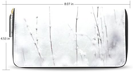 BYouLockX Women's winter snow white flower Long Leather Card Zipper Wallet Purse Clutch