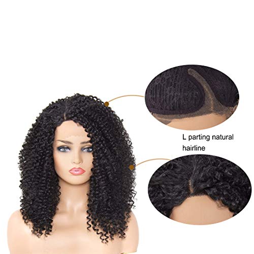 Donmily-Afro-kinky-Curly-Synthetic-Wigs-Lace-Front-Wigs-Machine-Made-Wigs-For-Black-Women-Heat-Resistant-Fiber-with-Cap-Replacement-Wigs-Swiss-Natural-Black-Wig-16-inch