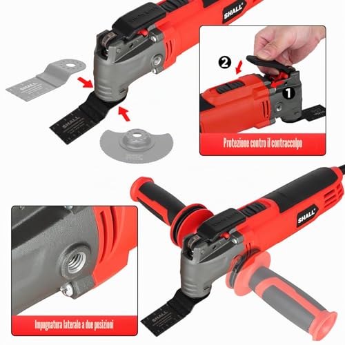 SHALL Oscillating Tool 300W Oscillating Multi Tool Kit with 3° Oscillation Angle, 6 Variable Speed, Auxiliary Handle, 40 Saw Accessories