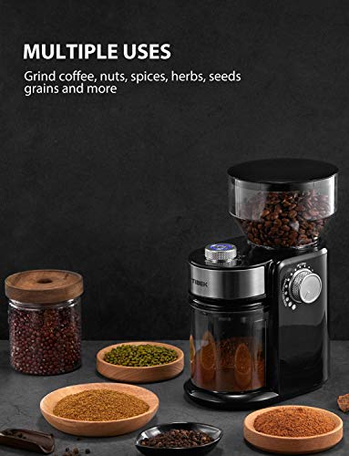 Burr Coffee Grinder, with Large Hopper Electric Burr Mill with 18 Grinding Options for 2-14 Cups, Automatic Burr Grinder for Drip, Percolator, French Press, American, Italian Coffee Makers, TIBEK - Thumbnail 4