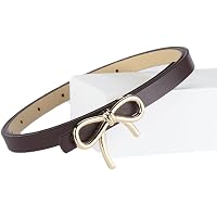 9369 Bow Thin Belts For Women Skinny Black And Brown Leather Belts With Gold Women Black Fashion Belt - Skinny Elastic Waistband Hip High  main image 2