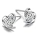 Women White Gold Plated Round Clear Cubic Zirconia Heart Shaped Butterfly Earring Hypoallergenic Ear Stud