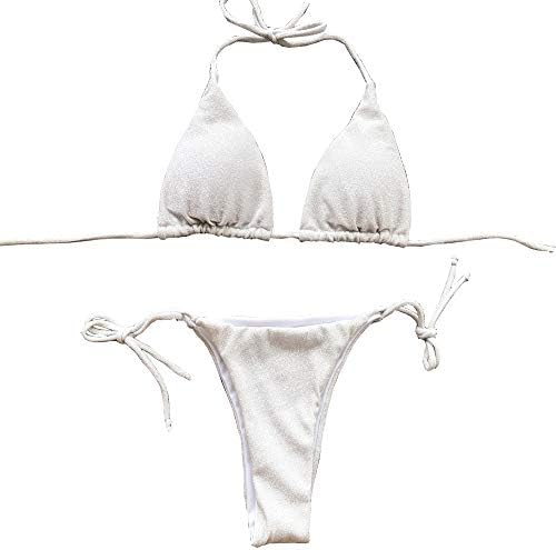 YAUASOPA Women Striped Triangle Bikini Sets Female Top Tie Side Bottom Padded Swimsuit