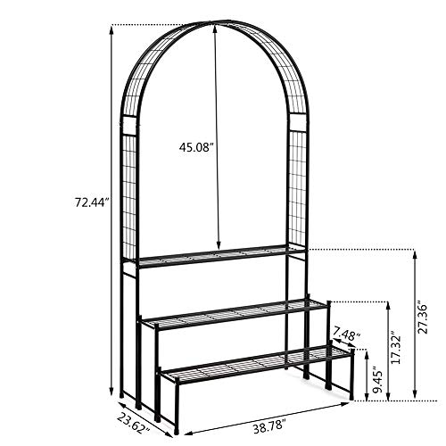DOEWORKS 3 Tier Plant Stand with Garden Arch, Flower Pot Holder Display
