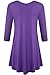 JollieLovin Womens 3/4 Sleeve Loose Fit Swing Tunic Tops Basic T Shirt (Deep Purple, 2X)