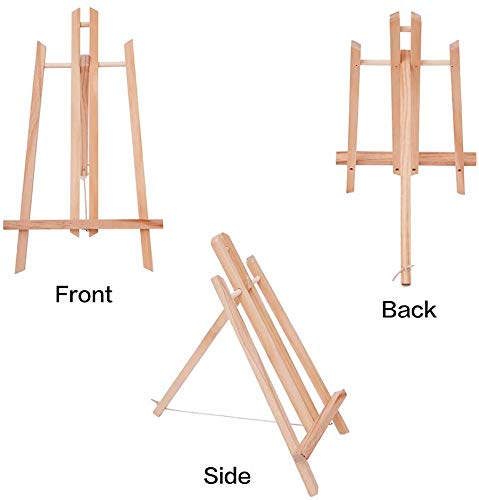 Acrylic Painting and Paint Easel Palettes Set,20 pcs Nylon Hair Paint Brushes 1 Tabletop Easel Stand 3pcs 8x10\'\' Canvas Panels 5 Pcs Paint Plattes for Kids Adult Party Acrylic Painting Crafts