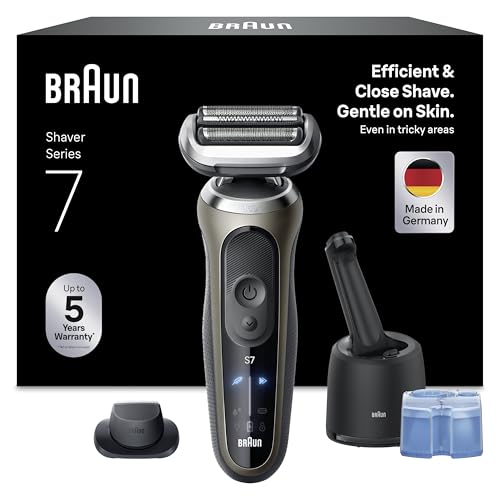Braun Series 7 Elektrorasierer Herren, Rasierapparat mit 60 Min. Akkulaufzeit, 4in1 SmartCare Reinigungsstation, +1 Aufsatz, Kabelloser Nass- und Trockenrasierer, Wasserdicht, 72-C7200cc, Gold thumbnail 1