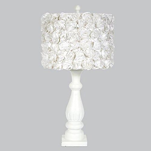 Jubilee Collection L71890W-4711 White Shabby Chic Lamp Base with White Rose Garden Drum Shade