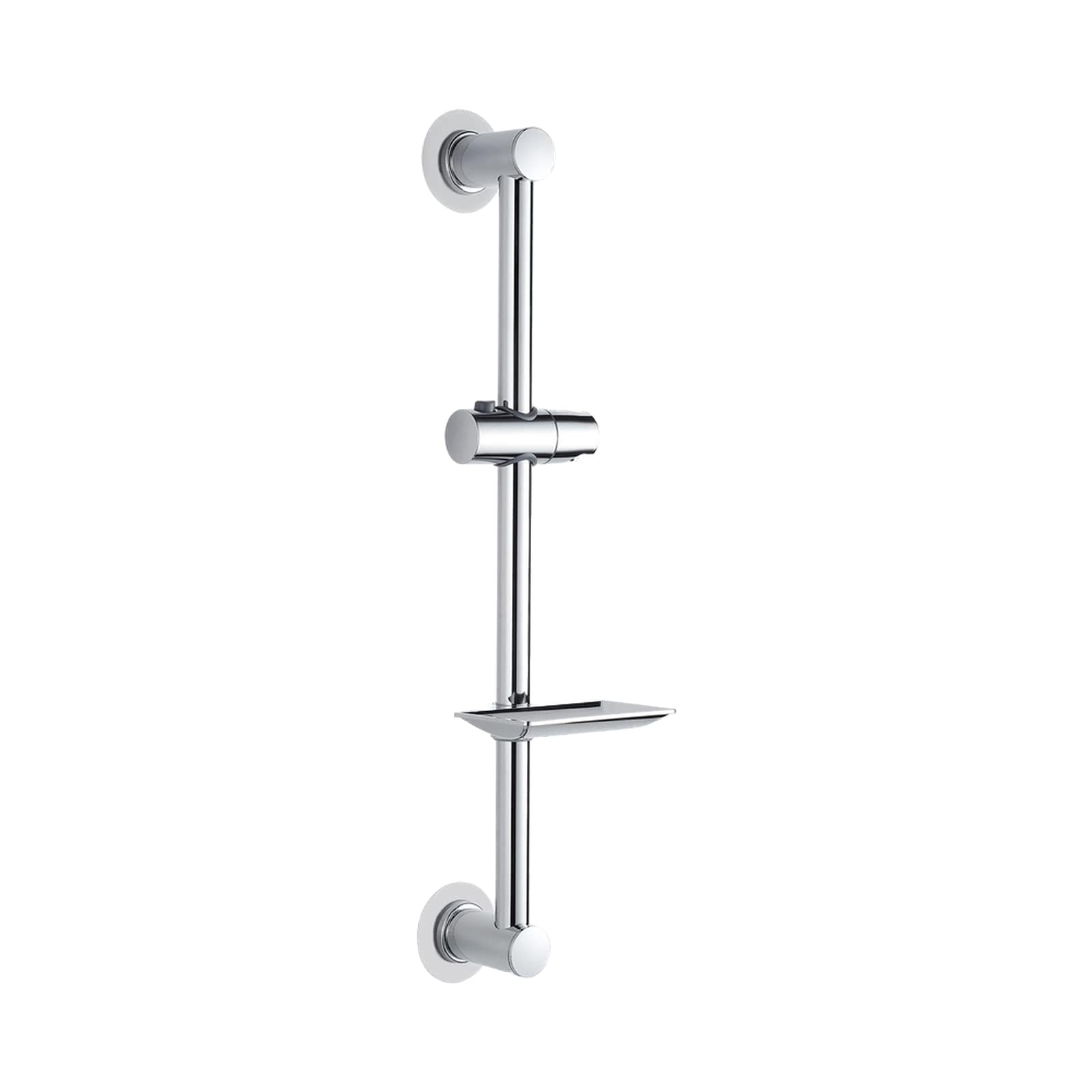 Ibergrif M20802-1 Shower Riser Rail, 57cm Shower Rail, No Drilling Required, Shower Rail kit with Adjustable Shower Head Holder and Soap Dish, Shower Slider Rail for Bathroom, Chrome, Silver