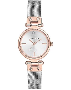 Women's Quartz Metal and Stainless Steel Dress Watch, Color:Silver-Toned (Model: AK/3003SVRT)