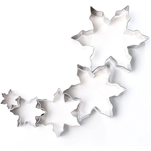 Snowflake Cutter Set by Ambari - Frozen Snowflake Shaped Stainless Steel Mold Cookie Cutter for Cookies and Fondant. XL, L, M, S, XS. Great for Christmas and Winter Holiday