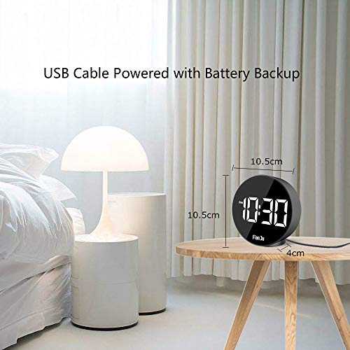 FanJu FJ3209 LED Digital Alarm Clock with Indoor Temperature, Adjustable Brightness Dimmer, Small Easy Setting Clock for Bedroom Desk Bedside - Thumbnail 2