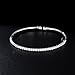Expandable Bangle 18K White Gold Plated Crystal Cubic Zirconia Rhinestone Open Cuff Bracelet for Women Girls 6.5