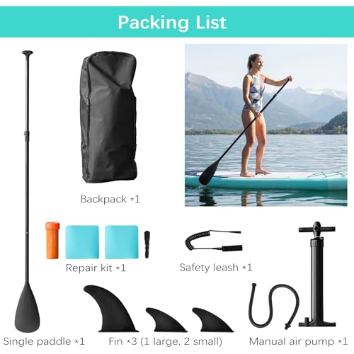 Adult Inflatable Surfboard, 320 cm Inflatable Sup with Accessories: Paddle, Pump, Fish Fins *3, Load Capacity of 135 kg, Plus Sup Board for All Levels Surfers