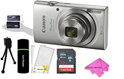 Canon PowerShot ELPH 180 20MP 8x Zoom Digital Camera (Silver) + 32GB Card + Reader + CANON PSC-2070 CASE + Accessory Bundle
