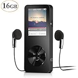 AGPtEK 16GB Portable MP3 Player(Expandable Up to 128GB), Music Player/Voice Recorder/FM Radio with HD Headphone and Adjustable Sport Armband, M28, Black