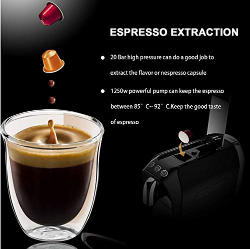 Espressomaschine Kapsel Kaffeemaschine Kompatibel mit Nespresso Originalkapseln, 19 Bar Druck Espresso Kaffeemaschine… – Bild 4