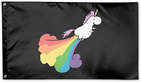 UDSNIS Fart Rainbow Unicorn Garden Flag 3 X 5 Flag For Holiday Seasonal Decorative Banner Black
