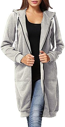 EGELBEL Women's Plus Size Tops Long Zip Up Kanga Pocket Hoodies Sweatshirt Coat Outerwear Hooded Jacket