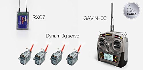 Detrum 2.4G Gavin-6C 6CH Transmitter W/ Programmable ABS System RXC7 7CH Receiver 9G Servo Combo DTM-T003