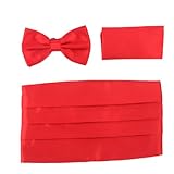 HDE Tuxedo Set Men's Formal Satin Blend Bow Tie, Cummerbund, and Pocket Square