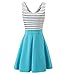 NINEWE Womens Trendy Slim Fit Sleeveless Open Back Cocktail Slim Black White Striped Mini Dress