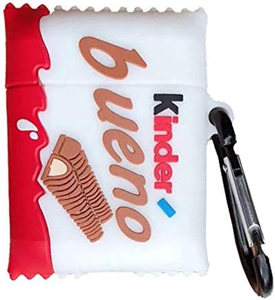 Airpods Cute Case, Fun Creative Chocolate Airpods Cover, Silicone Skin Keychain Design Airpods Charging Cover Shockproof Cases for Teens Girls Boys Apple Airpods (Kinder Bueno Chocolate)