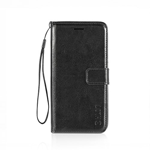 Samsung Galaxy S9 Plus Case, HLCT PU Leather Case, with Soft TPU Protective Bumper, Built-in Kickstand, Cash and Card Pockets (Black)
