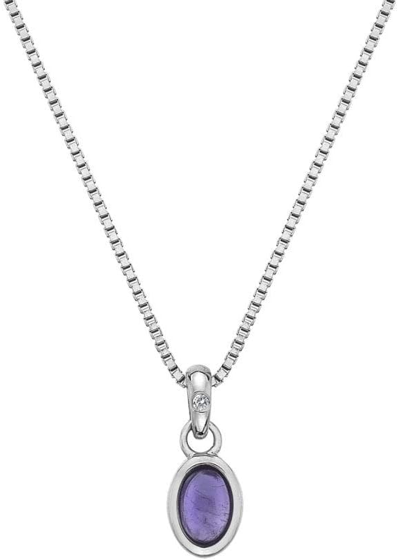 Hot DiamondsAmethyst Birthstone Pendant & Chain with Diamond - February