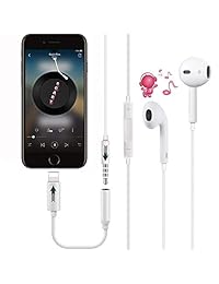 (Apple MFi Certified) 2 Pack Headphone Adapter for iPhone X, Lightning to 3.5mm Female Audio Connector for iPhone Xs XR 8 7 Plus, Support Music Control &  ing Function & iOS 12