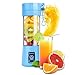 USB Portable Juicer Cup Blender, Household Juicer fruit shake Mixer with 6PCS Blades in 3D, 380ml cooking machine with USB Charger Cable (blue)