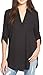 Women's Roll Tab Sleeve Tunic,Perfect Long for Leggings Shirt Cute Versatile Top(Black,XL)