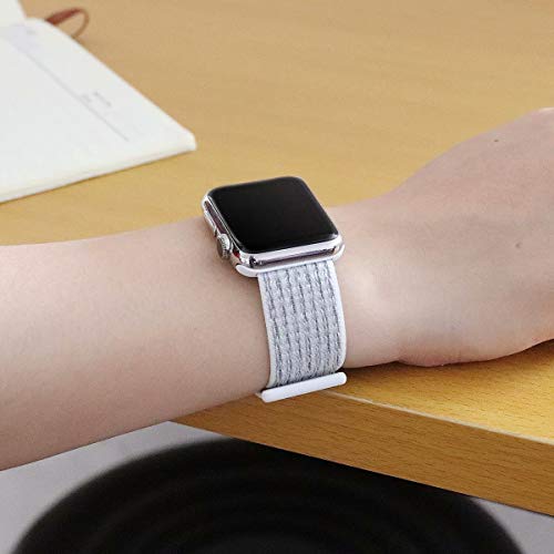 HILIMNY Compatible for Apple Watch Band 38mm 40mm, New Nylon Sport Loop, Adjustable Closure Wrist Strap, Replacement Band Compatible for iWatch Series 4 3 2 1(38mm 40mm, Summit White)