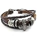 KONOV Mens Womens Leather Bracelet, Fleur De Lis Charm Bangle, Fit 7-9 inch, Brown