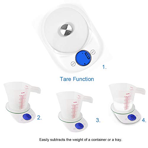 Food Scale, Digital Kitchen Scale High Accuracy & Multifunction for Cooking baking with Touch Sensitive Screen 11lb/5kg, Glass, White (Batteries Included) by CHARMLINE