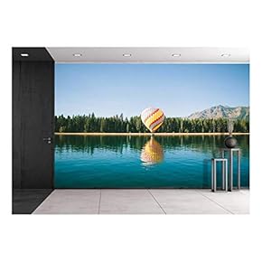 Hot Air Balloon in The Lake - Removable Wall Mural | Self-Adhesive Large Wallpaper - 66x96 inches