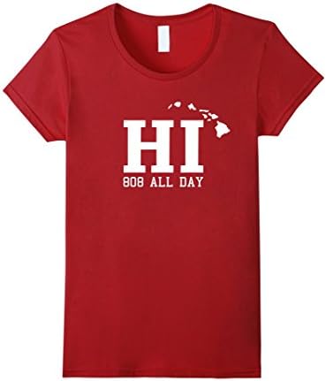 Women's HI Hawaii 808 All Day Hawaiian Vintage T Shirt Oahu Maui Medium Cranberry