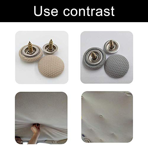 Niteguy 60pcs Car Roof Headliner Repair Button, Auto Roof Snap Rivets Retainer Design for Car Roof Flannelette Fixed, with Installation Tool and Fit Most Cars(Grey Grid)
