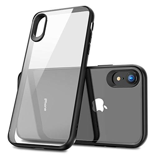 Egotude Ultra Slim Matte Bumper Clear Transparent Hard Back Case Cover for iPhone XR (Black)