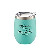 Funny Wine Stemless Glasses， Stainless Steel Tumblers With Lid|12 Oz Double Wall Insulated Tumblers|Customized With Cute Sayings|Unique Birthday Gift Ideas For Women With Box (blue)