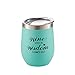 Funny Wine Stemless Glasses， Stainless Steel Tumblers With Lid|12 Oz Double Wall Insulated Tumblers|Customized With Cute Sayings|Unique Birthday Gift Ideas For Women With Box (blue)