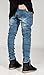 AIYINO Mens Skinny Runway Distressed Slim Denim Biker Jeans Hiphop Pants (US 33(Tag size 34), Blue)