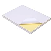 FirstZi 100 Full Sheet Glossy Printable Sticker Paper 8.5x11 Inches Self Adhesive Photo Paper Labels for Laser and Inkjet Printers