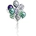 Mermaid Party Balloons Supplies Birthday Decorations Pack of 32 - Green and Purple Metallic Balloons with Glitter Confetti Clear Sparkle Decorations Party Balloon Kit for Birthday