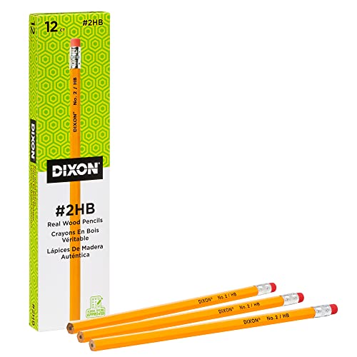 Dixon No. 2 Yellow Pencils, WoodCased, Black Core, 2 HB Soft, 12