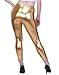 HDE Women's Plus Size Clubwear Shiny Metallic Leggings Liquid Wet Look Pants (Gold, 1X)