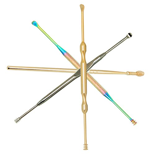 Spove Earwax Removal Curettes,Ear Hygiene Care Kits Ear Wax Remover Ear Pick Tool Sets, Stainless Steel,4pcs Ear Cleaning Tools in Metal Box