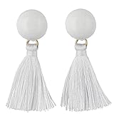 JOYJULY Beautiful Elegant Korean Style Thread Tassel Drop Dangling Earrings Ear Studs White
