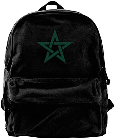 Morocco Flag Logo Unisex Classic Canvas Travel School Backpack Fits 14 Inch Laptop